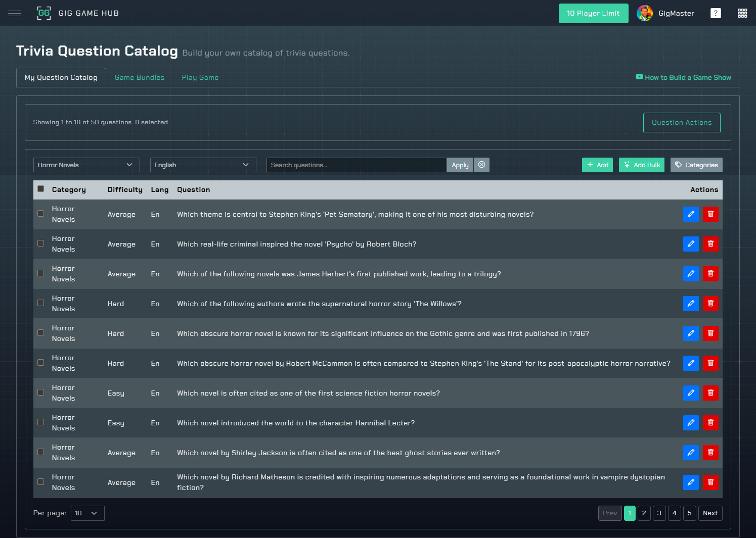 Trivia Question Builder Screenshot